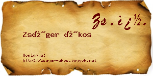 Zséger Ákos névjegykártya